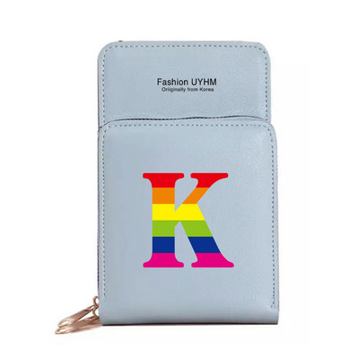 Naiste kott Rahakotid Mobiiltelefonikotid Apple/Huawei/Xiaomi/Samsung Universaalne mobiiltelefonide pakett Rainbow Letter Print kaardihoidja