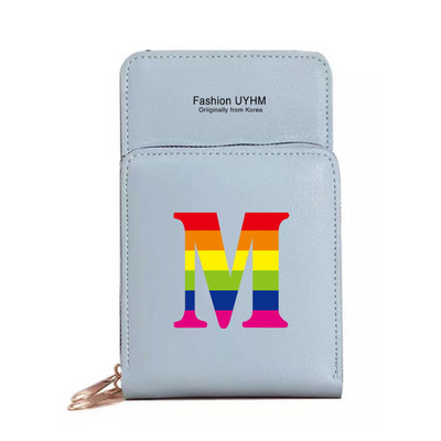 Naiste kott Rahakotid Mobiiltelefonikotid Apple/Huawei/Xiaomi/Samsung Universaalne mobiiltelefonide pakett Rainbow Letter Print kaardihoidja