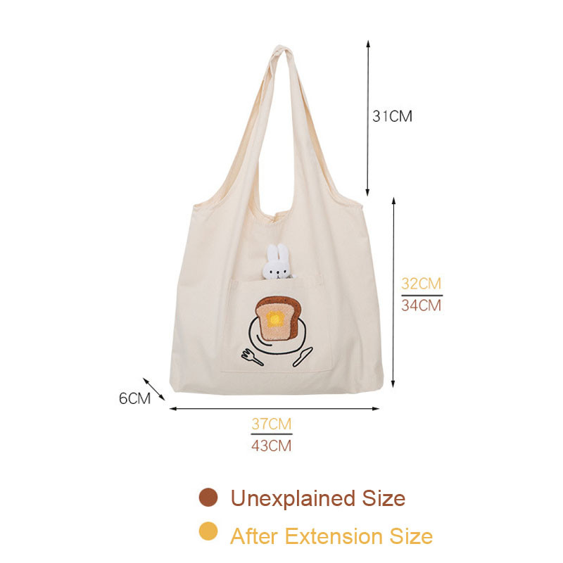 Hylhexyr γυναικεία τσάντα ώμου βαμβακερή πάνινη τσάντα Sleepy Rabbit μενταγιόν μεγάλης χωρητικότητας Shopping Tote Lazy Style Vest Τσάντες