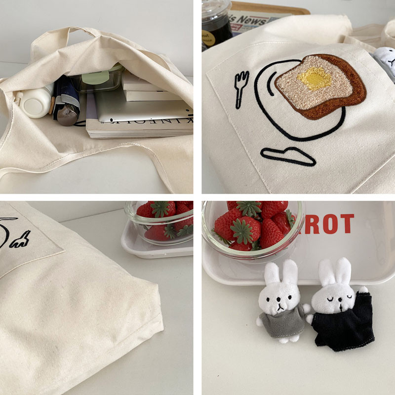 Hylhexyr γυναικεία τσάντα ώμου βαμβακερή πάνινη τσάντα Sleepy Rabbit μενταγιόν μεγάλης χωρητικότητας Shopping Tote Lazy Style Vest Τσάντες