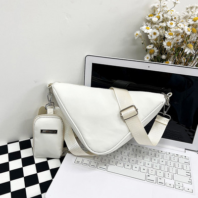 2023. aasta moe kevadmood naiste kolmnurkne nailonist õlakott Lihtsa disainiga naiste rist kehaga kott, reguleeritavad õlarihmad