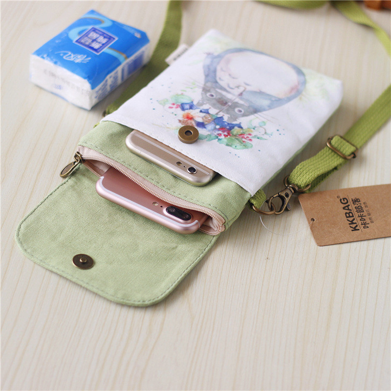 Cartoon Neighbor Totoro Shoulder Bags Manga Canvas Messenger Bag Trend Fresh Handbags and Purse Girls Mini Pouch mobile phone