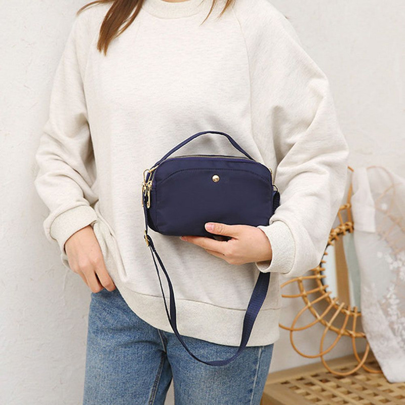 Γυναικεία μονόχρωμη φερμουάρ Αδιάβροχη νάιλον τσάντα ώμου Γυναικεία τσάντα χιαστί Γυναικεία αδιάβροχη τσάντα ταξιδιού