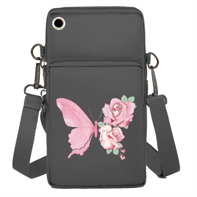 Geantă pentru telefon mobil Portofele Genți de umăr Pachet de braț Apple/Huawei/Samsung Pachet de depozitare universal pentru telefon mobil Pochetă cu imprimeu fluture