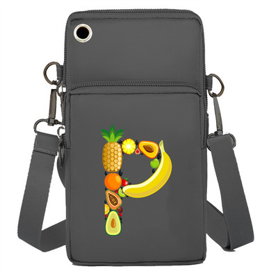 Mobiiltelefoni kott Rahakotid Käekotid Sporditarvikud Pakkige õlakotid Apple`i/Huawei mobiiltelefonide pakettide jaoks Fruit Letter Series