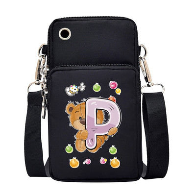 Γυναικεία μίνι τσάντα κινητού τηλεφώνου Πορτοφόλι για κέρματα τσαντάκια Wild για Huawei Xiaomi Samsung iPhone Bear Letter Εκτύπωση Αδιάβροχη Τσάντα Messenger