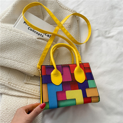 ACEBLUE Fashion Väikesed kandilised õlakotid naistele Hit Color Rainbow Crossbody Messenger Bag Lady Telefoni rahakott Käekott Clutch