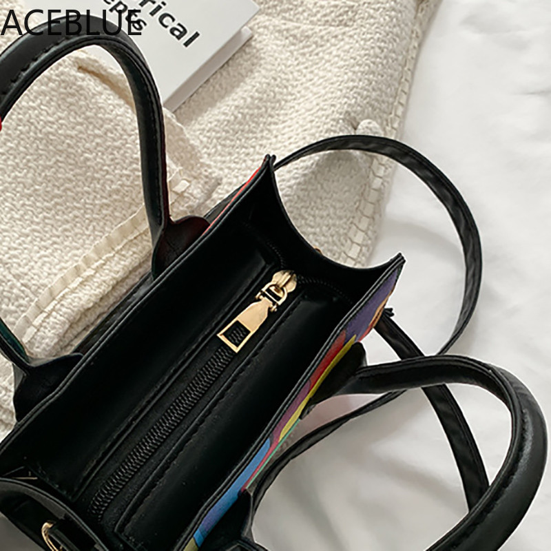 ACEBLUE Fashion Väikesed kandilised õlakotid naistele Hit Color Rainbow Crossbody Messenger Bag Lady Telefoni rahakott Käekott Clutch
