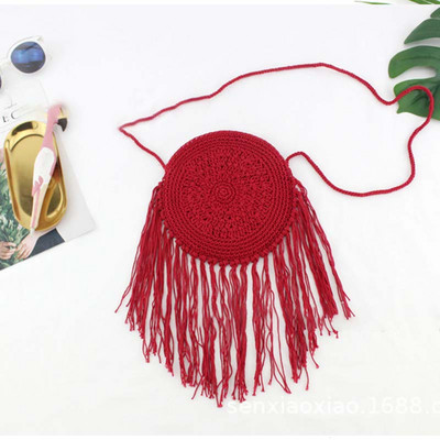 Γυναικείες μόδας Στρογγυλή ψάθινη τσάντα παραλίας Casual χειροποίητη υφασμένη τσάντα ώμου Bohemian Spring Summer Vacation Raffia κύκλος Rattan Τσάντες