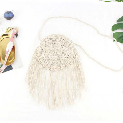 Γυναικείες μόδας Στρογγυλή ψάθινη τσάντα παραλίας Casual χειροποίητη υφασμένη τσάντα ώμου Bohemian Spring Summer Vacation Raffia κύκλος Rattan Τσάντες