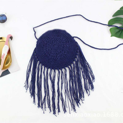 Γυναικείες μόδας Στρογγυλή ψάθινη τσάντα παραλίας Casual χειροποίητη υφασμένη τσάντα ώμου Bohemian Spring Summer Vacation Raffia κύκλος Rattan Τσάντες