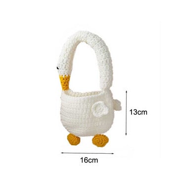 Hylhexyr Детска плетена чанта Ins Cartoon Goose Shoulder Bag Boys and Girls Tote Small Zero Wallet