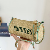 2022. aasta uus suvine õlgedest ketiga õlakott Tünnikujulised käekotid naistele Käekotid naistele Disainerluksus