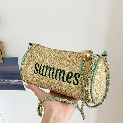 2022. aasta uus suvine õlgedest ketiga õlakott Tünnikujulised käekotid naistele Käekotid naistele Disainerluksus