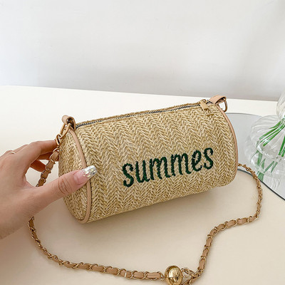 2022. aasta uus suvine õlgedest ketiga õlakott Tünnikujulised käekotid naistele Käekotid naistele Disainerluksus