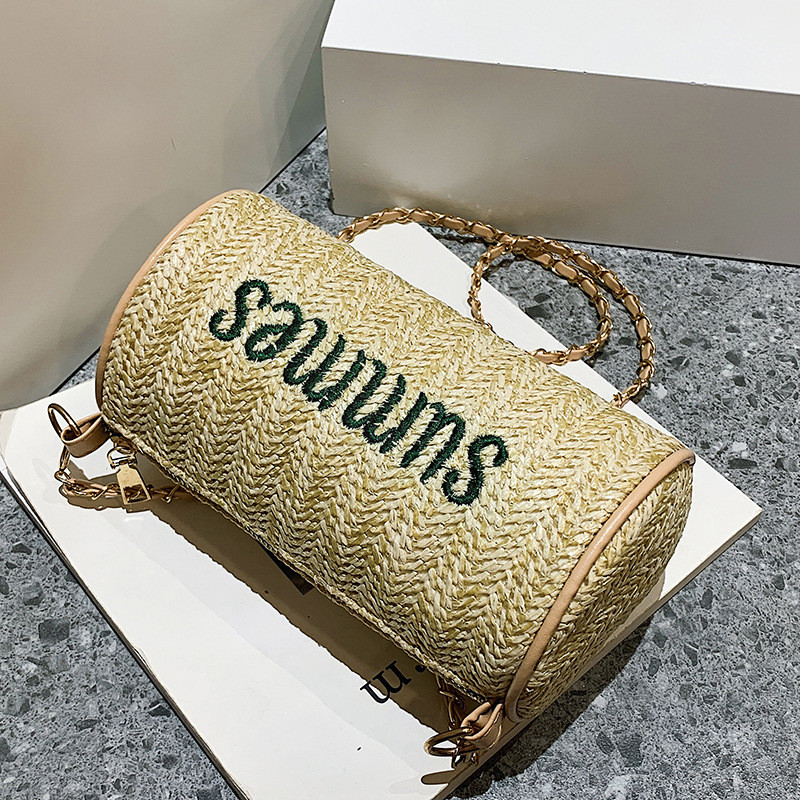 2022. aasta uus suvine õlgedest ketiga õlakott Tünnikujulised käekotid naistele Käekotid naistele Disainerluksus