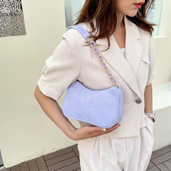 2023 Модни ретро дамски чанти Вельветово кадифе Чанта под мишниците Ежедневни дамски чанти за през рамо Едноцветен цип Дамска чанта Клъч