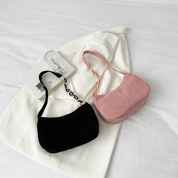 2023 Fashion Vintage γυναικείες τσάντες Κοτλέ τσάντα μασχάλης Casual γυναικείες τσάντες ώμου Μονόχρωμο φερμουάρ Γυναικεία τσάντα συμπλέκτη