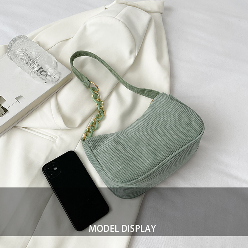 2023 Модни ретро дамски чанти Вельветово кадифе Чанта под мишниците Ежедневни дамски чанти за през рамо Едноцветен цип Дамска чанта Клъч