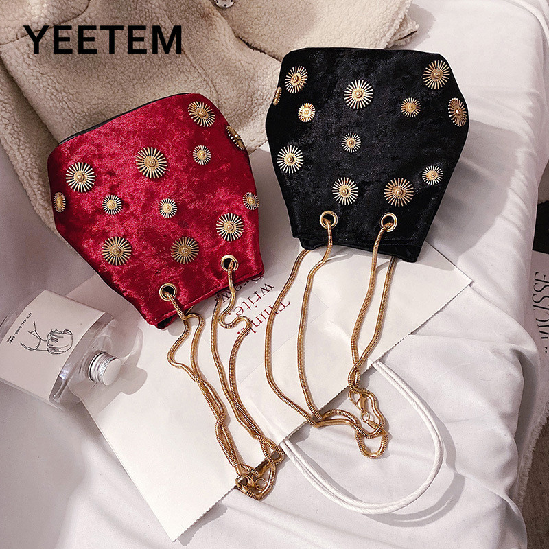 Genți Messenger din catifea, cu lanț, genți mici pentru femei, genți de lux din catifea aurie, genți de femei, genți de umăr de designer