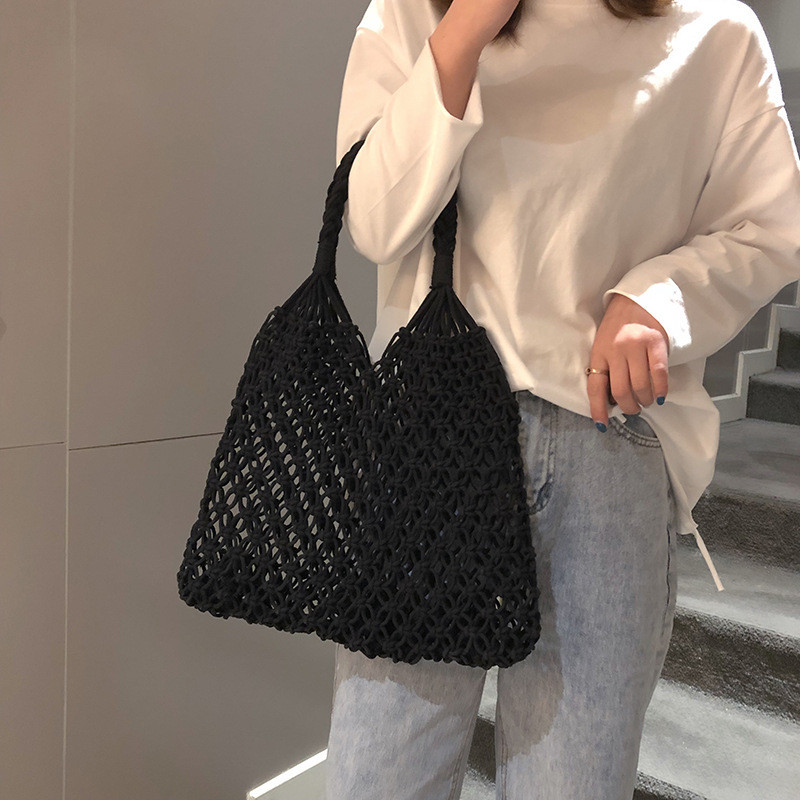 Juhuslikud rotangist naiste suured käekotid vitstest kootud õõnsad õlakotid rahakotid suvine rannaõled ostukott bolsa