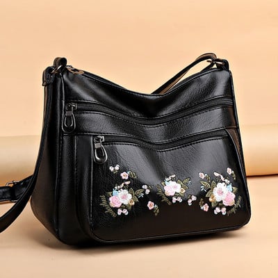 Izšuvumi Ziedu raksts Crossbody Soma sievietēm Iepirkšanās plecu somas Lielas ietilpības Mātes rokassomiņa ar augšējo rokturi Bolsa Feminina Hot