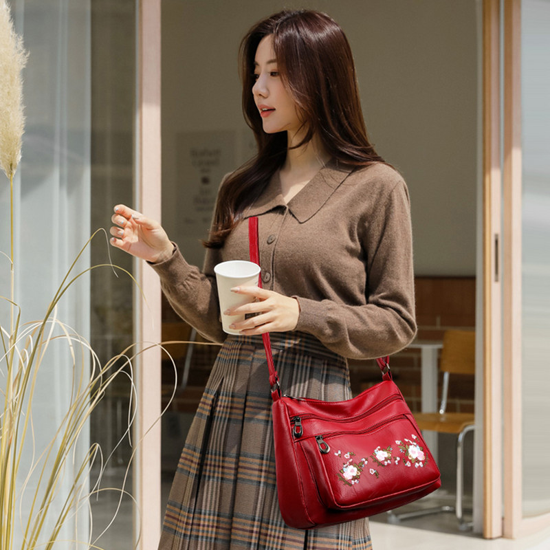 Tikand lillemuster Crossbody kott Naiste ostude õlakotid Suure mahutavusega ema käepidemega käekott Bolsa Feminina Hot