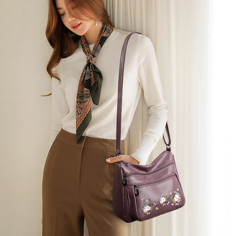 Tikand lillemuster Crossbody kott Naiste ostude õlakotid Suure mahutavusega ema käepidemega käekott Bolsa Feminina Hot