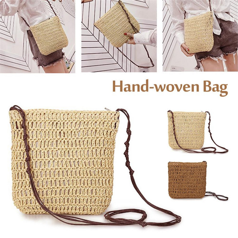 Uus Crossbody väike kott Jaapani Korea stiilis lihtne õlgedest kootud kott, mis sobib puhkuseks käsitsi valmistatud õlakott Naiste riidest kott