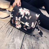 Дамска чанта за рамо Hot Floral Leather Black White Messenger Дамска чанта Модна ръчна чанта Момичета Clutch Чанти за рамо Bolsa Feminina