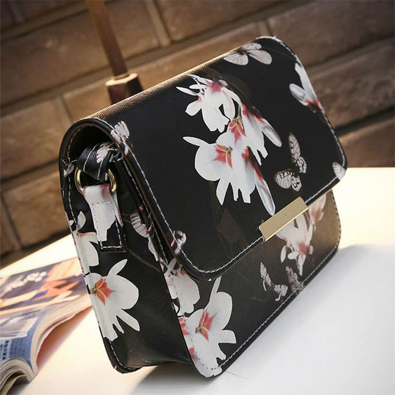 Дамска чанта за рамо Hot Floral Leather Black White Messenger Дамска чанта Модна ръчна чанта Момичета Clutch Чанти за рамо Bolsa Feminina