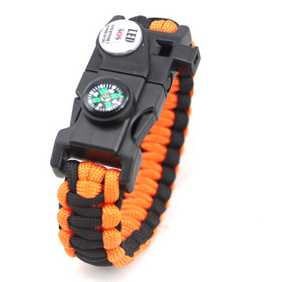 Kültéri SOS LED fény túlélő karkötő Paracord fonott kötél férfi női kemping EDC eszköz Sürgősségi iránytű síp