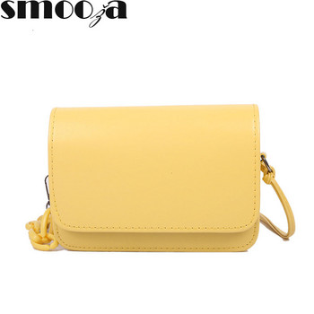 Модни дамски чанти SMOOZA 2022 г. Сладки чанти с капак с вериги Висококачествени нови чанти през рамо през рамо Дамски чанти от PU кожа в цвят бонбон