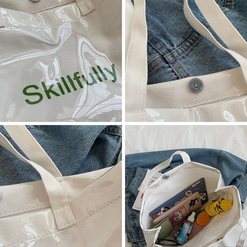 Hylhexyr ženska platnena torba na rame Ins prozirna PVC ručna torba Letter Vodootporna ležerna torba velikog kapaciteta