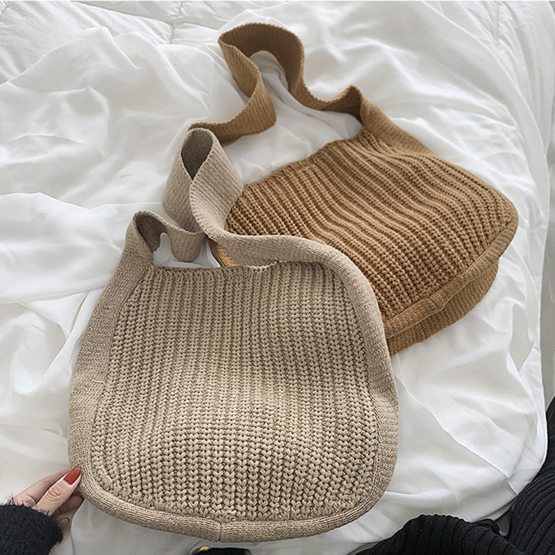 Γυναικείες τσάντες τσάντα ώμου Γυναικείες τσάντες σχεδιαστές φθινόπωρο Χειμώνας Νέα πλεκτή λαβή αγορών Γυναικείες τσάντες αγορών