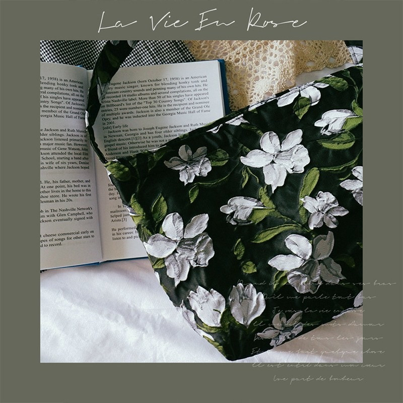 Vintage Jacquard τσάντα ώμου για γυναίκες Ελαιογραφία με λουλούδια γυναικείες τσάντες αγορών Γυναικείες μικρές τσάντες λουλουδιών