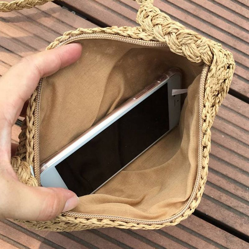 Straw Crossbody táska női szövésű válltáska kerek nyári strandtáska és kézitáskák
