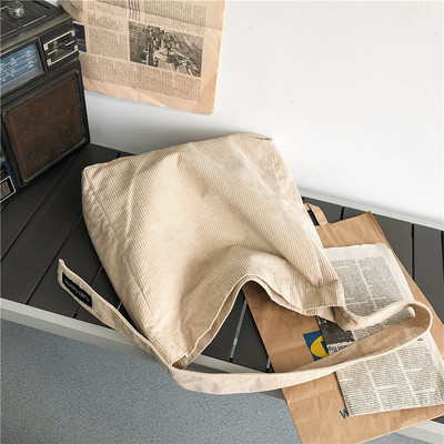 Τσάντες κοτλέ τσάντα για γυναίκες Τσάντες ώμου Γυναικεία μαλακή περιβαλλοντική αποθήκευση Επαναχρησιμοποιήσιμη για κορίτσια Μικρή και μεγάλη Τσάντα αγορών