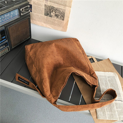 Τσάντες κοτλέ τσάντα για γυναίκες Τσάντες ώμου Γυναικεία μαλακή περιβαλλοντική αποθήκευση Επαναχρησιμοποιήσιμη για κορίτσια Μικρή και μεγάλη Τσάντα αγορών