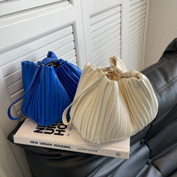 Модни плисирани дамски чанти Crossbody PU кожени дамски едноцветни портмонета за монети Ежедневни офис чанти за пазаруване през рамо Messenger чанти