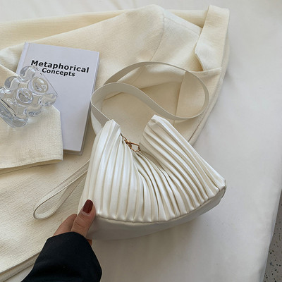 Μόδα πλισέ χιαστί τσάντες PU δερμάτινες γυναικείες μονόχρωμες κουβάς τσάντες κέρματος Casual Office Shopper τσάντες ώμου Messenger