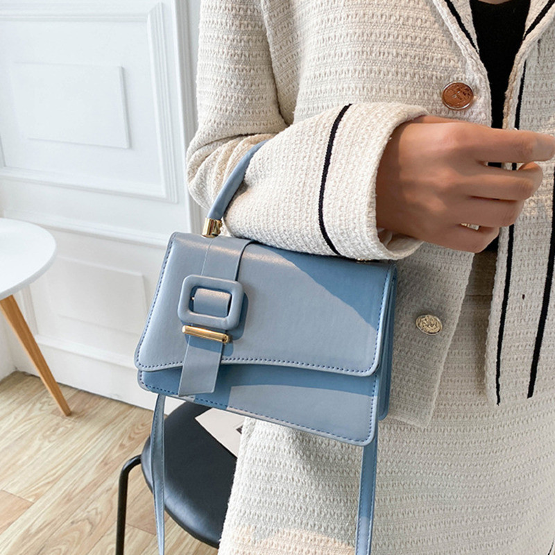 Naiste suvine õlakott Suur kandiline nööp PU Nahast Käekott Naistele Väike kandiline kott Sidur kotid Käekotid