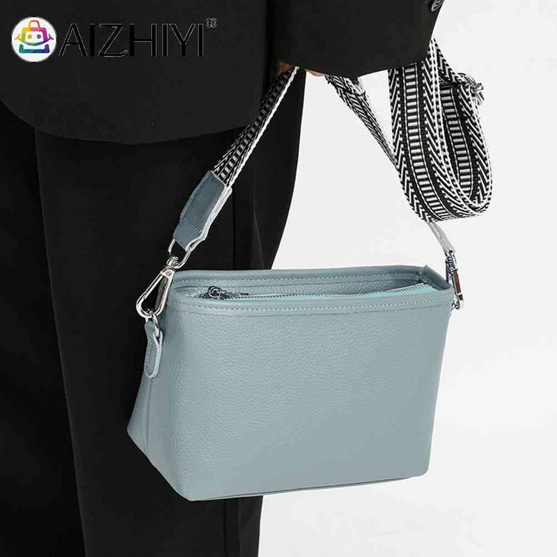 Geantă Messenger din piele de vacă cu prim-strat, curea lată din material, genți de mână pentru femei, de modă, de culoare solidă, ocazional, simplu, pentru vacanța de weekend