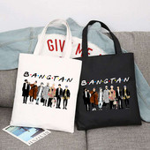 Bangtan Korea Fiúk Bevásárlótáskák Női Koreai Stílusú Kpop Vászon Hordtáska Váll Újrafelhasználható Nagy kézitáska Szövet táska
