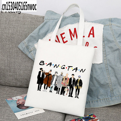 Bangtan Korea Fiúk Bevásárlótáskák Női Koreai Stílusú Kpop Vászon Hordtáska Váll Újrafelhasználható Nagy kézitáska Szövet táska