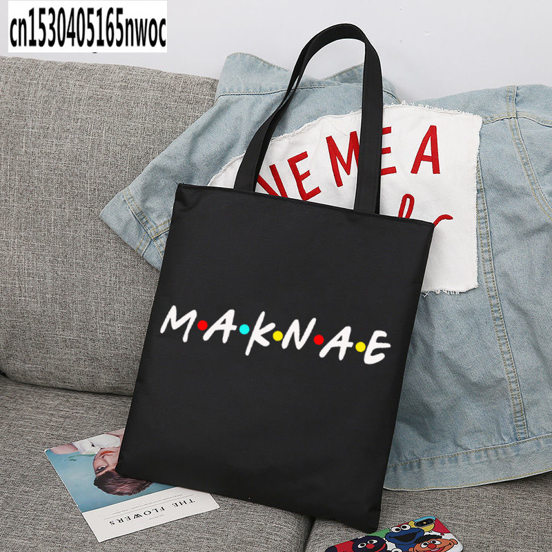 Bangtan Korea Fiúk Bevásárlótáskák Női Koreai Stílusú Kpop Vászon Hordtáska Váll Újrafelhasználható Nagy kézitáska Szövet táska