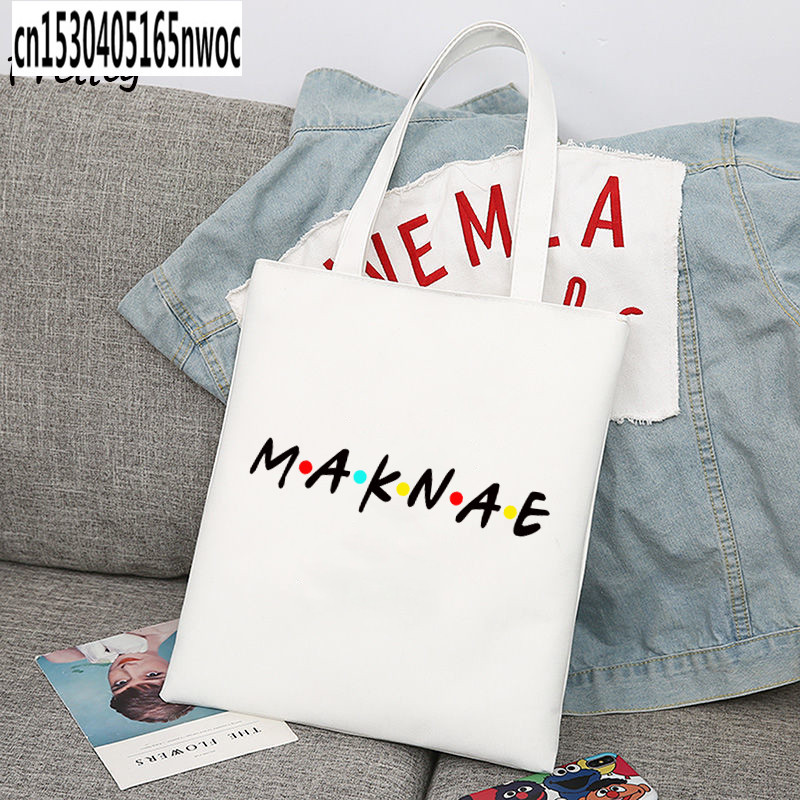 Bangtan Korea Fiúk Bevásárlótáskák Női Koreai Stílusú Kpop Vászon Hordtáska Váll Újrafelhasználható Nagy kézitáska Szövet táska