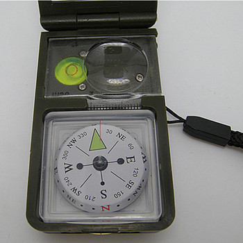 LED Military Camping Survival Compass 10 σε 1 Πολυλειτουργικό Υπαίθριο Μαύρο Θερμόμετρο Πυξίδας Whistle Υψηλής Ποιότητας