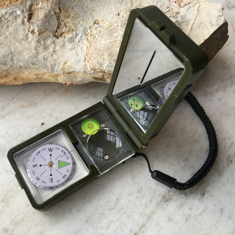 LED Military Camping Survival Compass 10 σε 1 Πολυλειτουργικό Υπαίθριο Μαύρο Θερμόμετρο Πυξίδας Whistle Υψηλής Ποιότητας