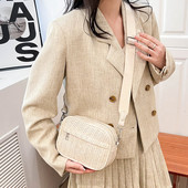 Γυναικεία σύνθετη τσάντα μονόχρωμη ψάθινη τσάντα αγορών Fashion girl υψηλής ποιότητας Μεγάλη τσάντα Casual φερμουάρ για καλοκαιρινές διακοπές